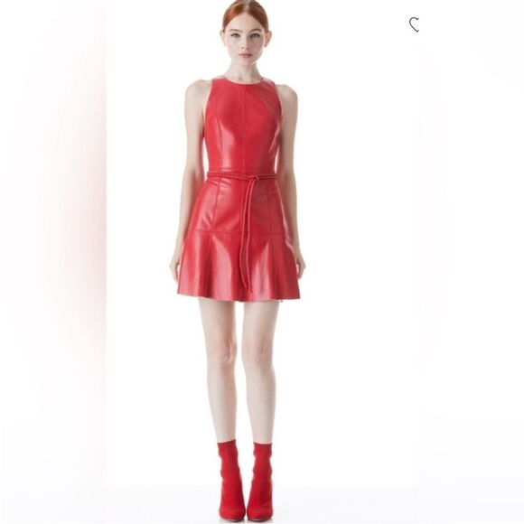 ALICE & OLIVIA LEANDRA VEGAN LEATHER MINI DRESS - Picture 4 of 8